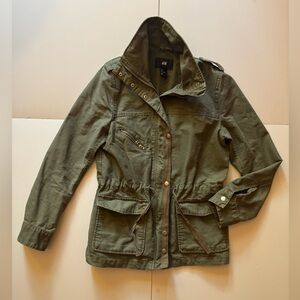 H&M Women's Green Utility Jacket in Size 6 in EUC